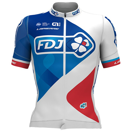 Abbigliamento FDJ 2017 Manica Corta e Pantaloncino Con Bretelle bianco - Clicca l'immagine per chiudere